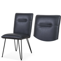 Leather Upholstered Metal Chair with Hairpin Style Legs Set of 2, Black - BM187617