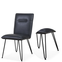 Leather Upholstered Metal Chair with Hairpin Style Legs Set of 2, Black - BM187617