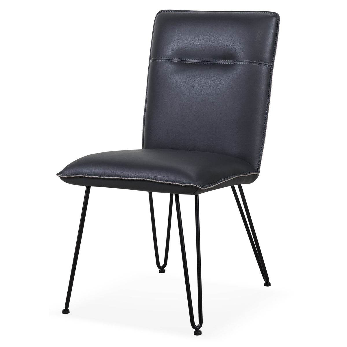 Leather Upholstered Metal Chair with Hairpin Style Legs Set of 2, Black - BM187617