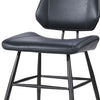 Leather Upholstered Metal Chair with Stitch Details, Set of 2, Black - BM187619