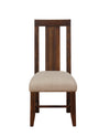 BM187621 - Fabric Upholstered Wooden Chair with Exposed Joints, Brick Brown and Beige