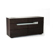 Contemporary Style Wooden Dresser with Multiple Drawers and LED Light, Brown and Gray