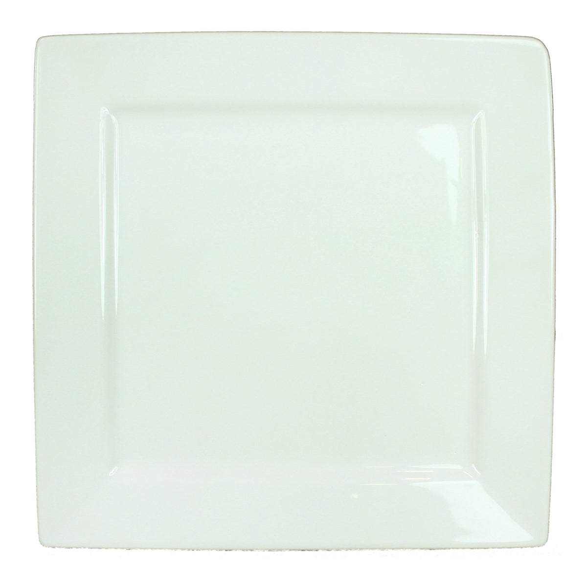 Well Designed Square Shape Ceramic Plate with Curved Rims, White - BM187861