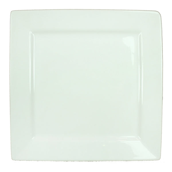Well Designed Square Shape Ceramic Plate with Curved Rims, White - BM187861