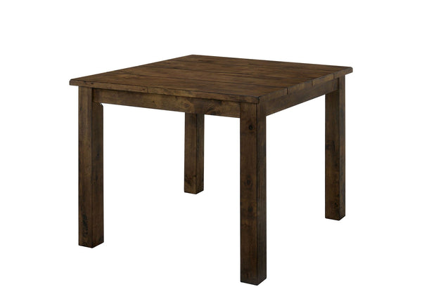 Rectangular Solid Wood Counter Height Table with Block Legs, Brown - BM188328