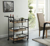 BM188330  - Rustic Three Tier Wood and Metal Serving Cart, Black and Brown