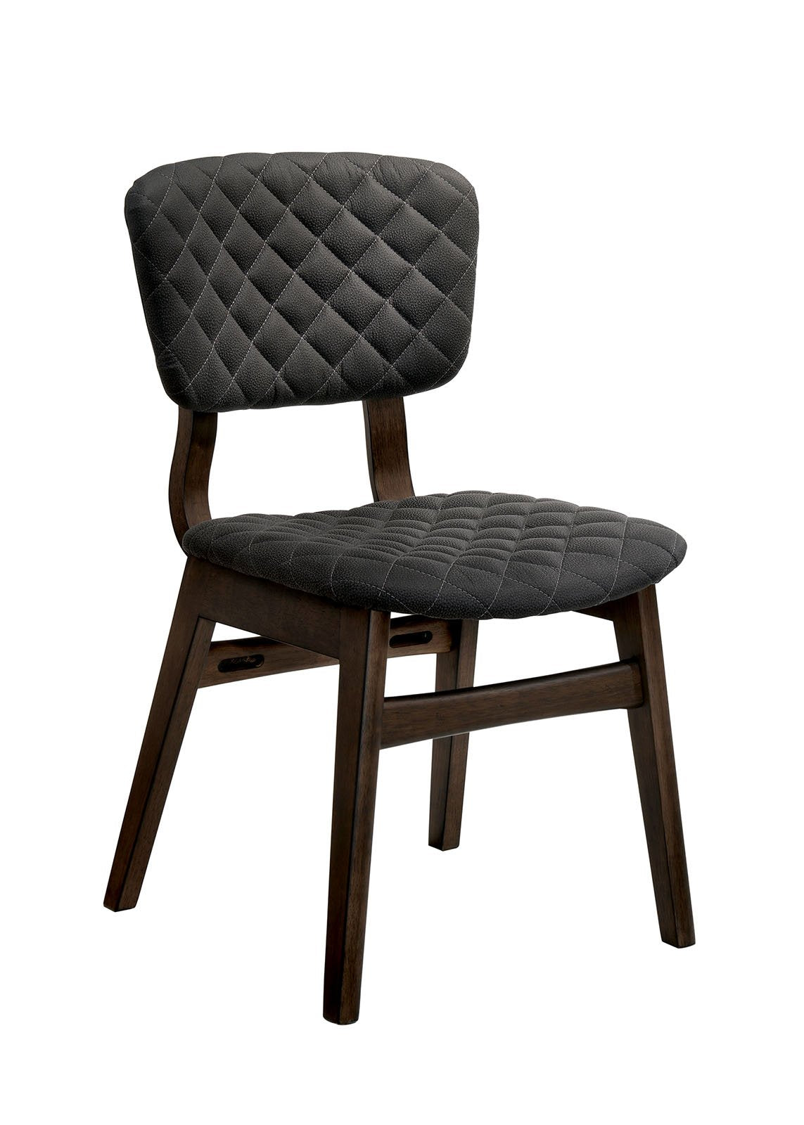 Solid Wood and Fabric Master Chairs with Fin Style Legs ,Pack of Two, Gray and Brown - BM188401