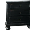 BM188575   Transitional Style Two Drawer Wooden Night Stand with Round Bun Legs, Black