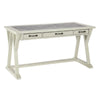 BM190082 - Three Drawers Wooden Desk with Faux Cement Top and Trestle Base, White and Gray