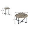 Wooden Table Set with Sturdy Metal Base, Set of Three, Gray and Brown - BM190103