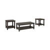 Plank Style Wooden Table Set with Slatted Lower Shelf and Bun Feet, Set of Three, Black - BM190107