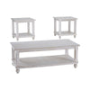 BM190134 - Plank Style Wooden Table Set with Slatted Lower Shelf and Bun Feet, Set of Three, White