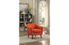 Contemporary Button Tufted Polyester Upholstered Wooden Accent Chair with Splayed Legs, Orange - BM190168