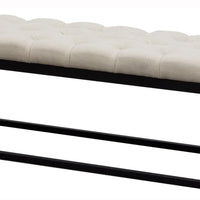 BM190997 - Linen Upholstered Metal Contemporary Bench with Diamond Tuft Details, Beige and Black