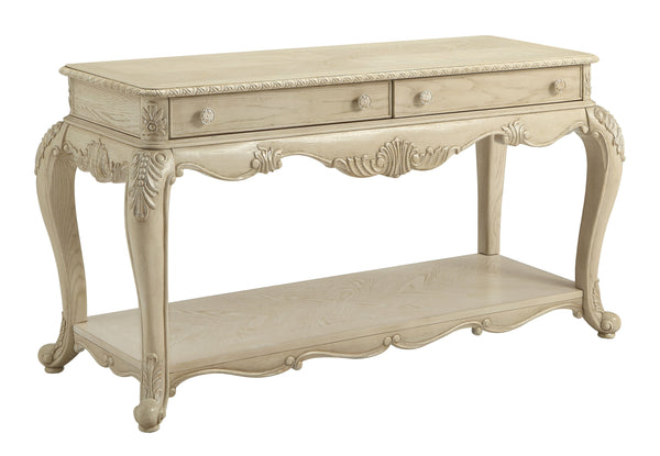 30 Inch 2 Drawer Console Table with Bottom Shelf, Antique White - BM191258