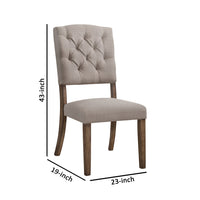 Padded Side Chair with Flared Legs, Set of 2, Beige and Brown - BM191319