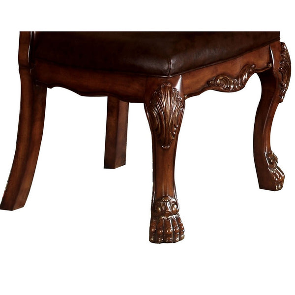 Leatherette Side Chair with Claw Legs, Set of 2, Brown - BM191376