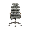 Leatherette Metal Swivel Executive Chair with Five Horizontal Panels Backrest, Gray - BM191419