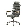 Leatherette Metal Swivel Executive Chair with Five Horizontal Panels Backrest, Gray - BM191419