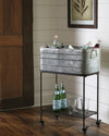 BM193778 - Rectangular Metal Beverage Tub with Stand and Open Grid Shelf, Gray and Black