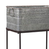 BM193778 - Rectangular Metal Beverage Tub with Stand and Open Grid Shelf, Gray and Black