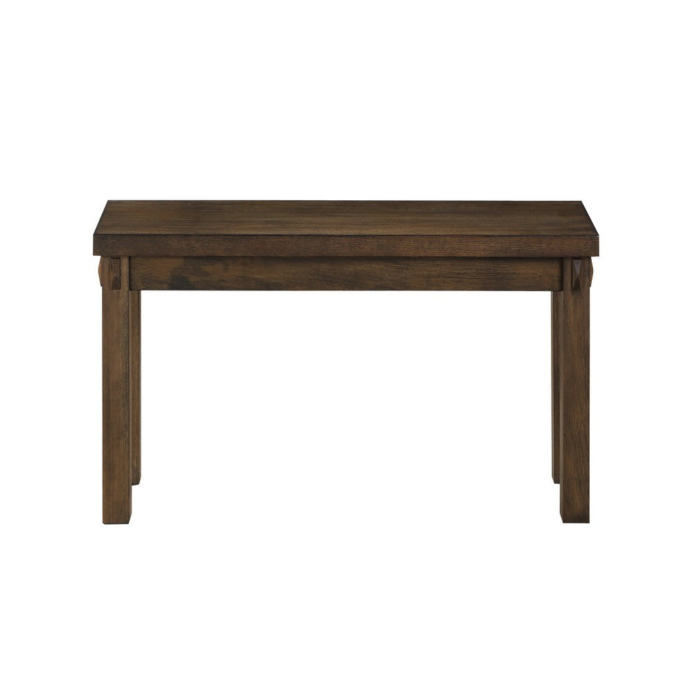 Poplar Wood Dining Side Bench with Thick Block Legs, Brown - BM193803