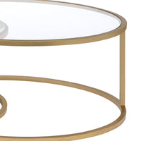 BM193836 -Metal Framed Nesting Coffee Tables with Glass and Marble Tops, Set of Two, Gold