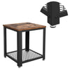 Metal Frame End Table with Wooden Top and Wide Mesh Bottom Shelf, Brown and Black - BM193916