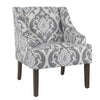 BM193999 - Fabric Upholstered Wooden Accent Chair with Swooping Armrests and Damask Pattern Design, Multicolor