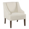 BM194014 - Fabric Upholstered Wooden Accent Chair with Swooping Armrests, Cream and Brown