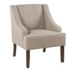 BM194016 - Fabric Upholstered Wooden Accent Chair with Swooping Armrests, Beige and Brown