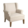 BM194020 - Fabric Upholstered Wooden Accent Chair with Wing-Back, Cream and Brown
