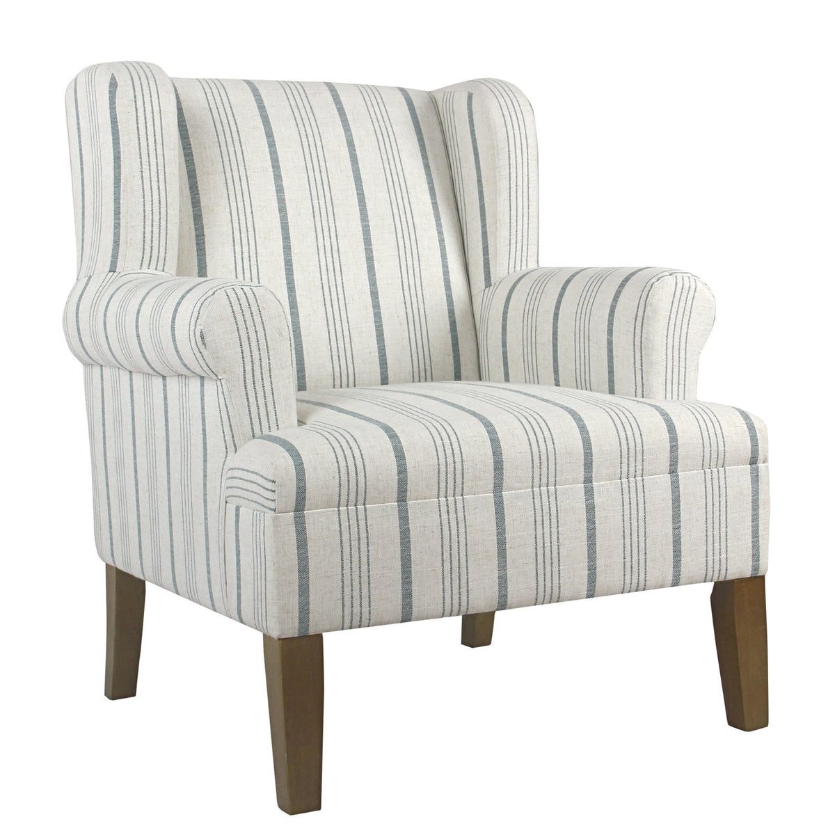 BM194021 - Fabric Upholstered Wooden Accent Chair with Wing Back, Multicolor