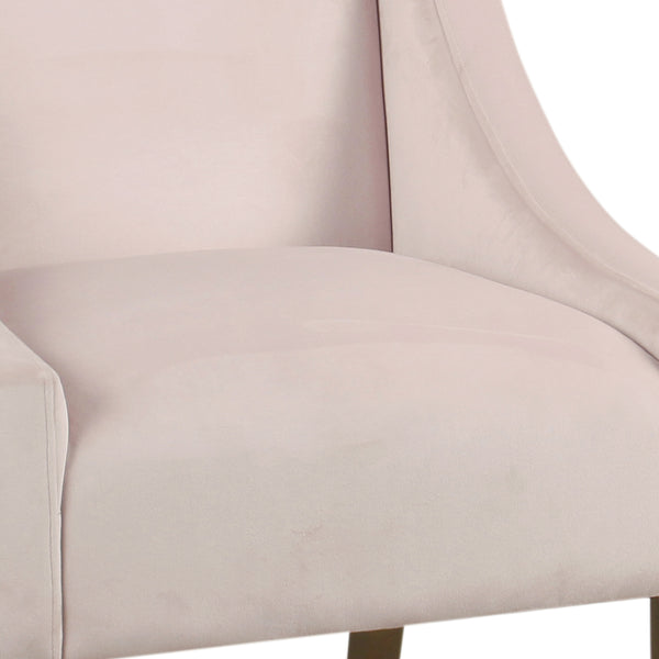 BM194034 - Fabric Upholstered Swooped Accent Chair with Wooden Legs, Pink and Brown