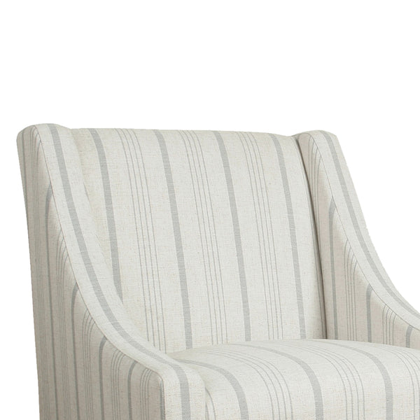 BM194040 - Fabric Upholstered Wooden Accent Chair with Stripe Pattern and Swooping Armrests, Multicolor