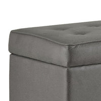 BM194096 - Leatherette Upholstered Wooden Bench with Button Tufted Lift Top Storage, Gray