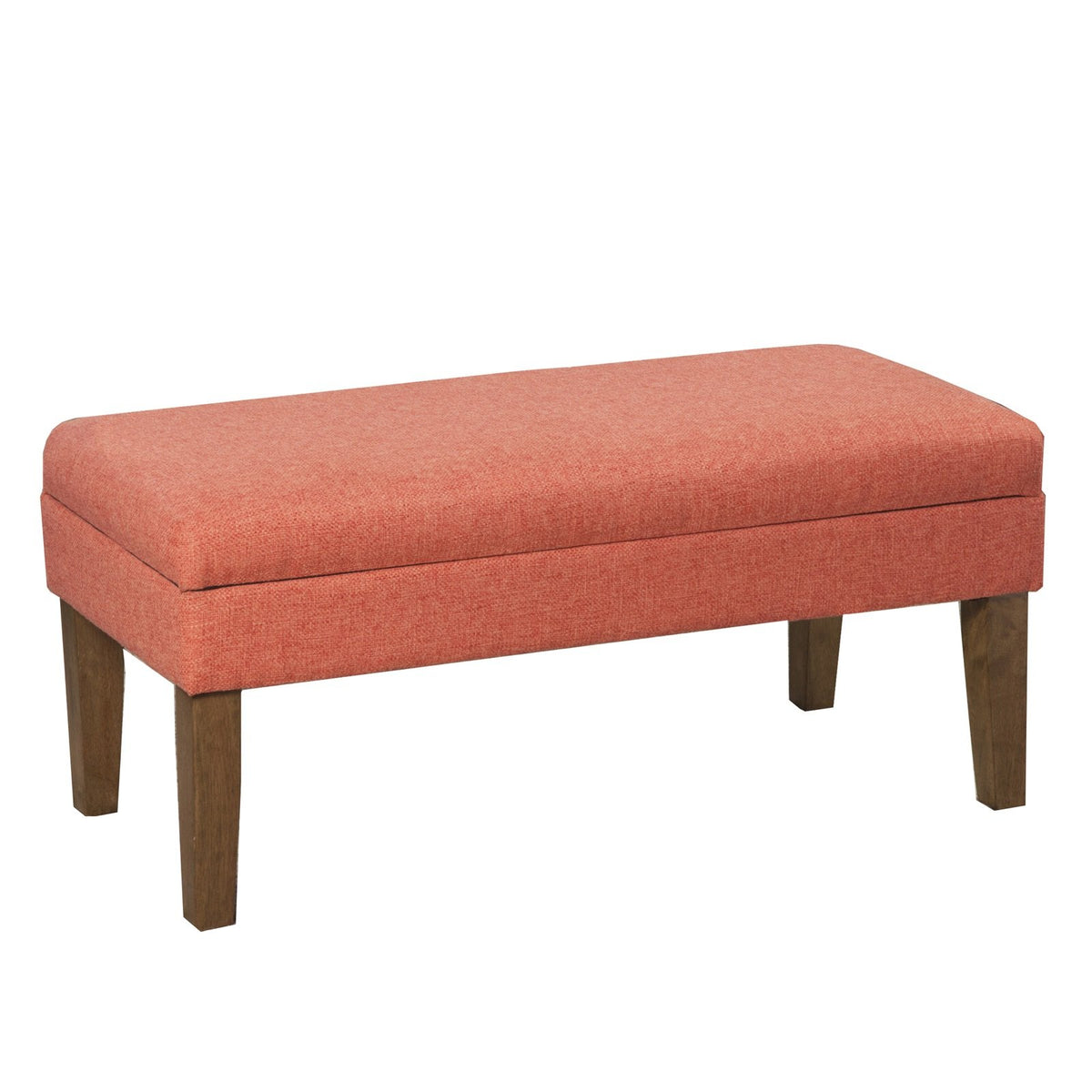 BM194100 - Fabric Upholstered Wooden Bench with Lift Top Storage, Orange