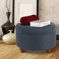 BM194138 - Fabric Upholstered Wooden Ottoman with Tufted Lift Off Lid Storage, Navy Blue
