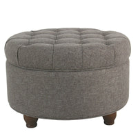 BM194139 - Fabric Upholstered Wooden Ottoman with Tufted Lift Off Lid Storage, Dark Gray