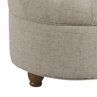 BM194141 - Fabric Upholstered Wooden Ottoman with Tufted Lift Off Lid Storage, Beige