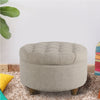 BM194141 - Fabric Upholstered Wooden Ottoman with Tufted Lift Off Lid Storage, Beige