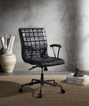 Metal Framed Leatherette Office Chair with Padded Armrests and Adjustable Height, Black and Gray  - BM194319