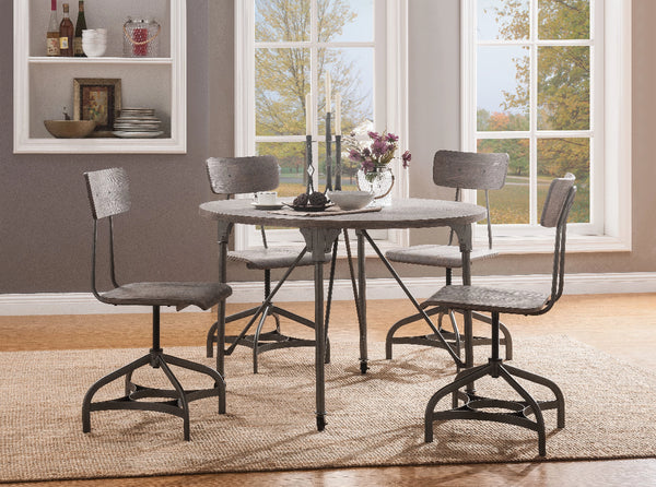 Metal Adjustable Side Chairs with Wooden Swivelling Seats and Open Backrest, Gray, Set of Two  - BM194396