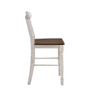 Wooden Counter Height Chair with Overlapped Design Back and Scoop Seat, White and Brown, Set of Two  - BM194405