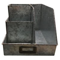 Decorative Multipurpose Metal Caddy with 4 Open compartment, Galvanized Gray - BM195133