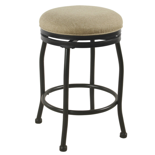 BM195181 - Metal Counter Stool with Swivelling Fabric Padded Seat, Beige and Black