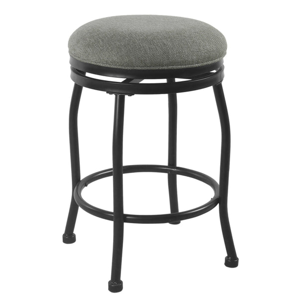 BM195182 - Metal Counter Stool with Swivelling Fabric Padded Seat, Gray and Black