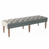 BM195187 - Wooden Bench with Button Tufted Fabric Upholstered Seat and Turned Legs, Gray