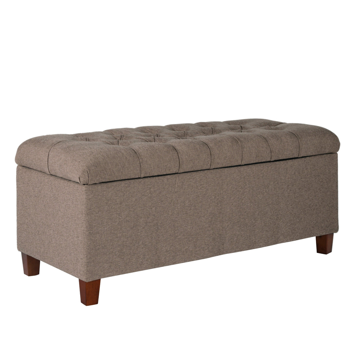 BM195764 - Textured Fabric Upholstered Tufted Wooden Bench With Hinged Storage, Brown