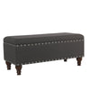 Fabric Upholstered Wooden Storage Bench With Nail head Trim, Large, Dark Gray and Brown - BM195772